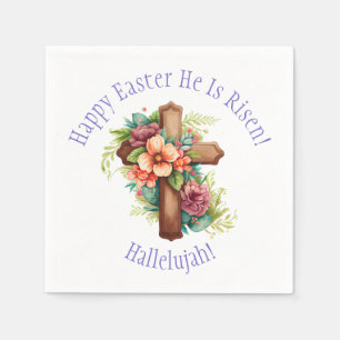 Serviette En Papier Joyeuses Pâques Religieuses Il est ressuscité Allé