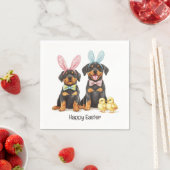 Serviette En Papier Joyeuses Pâques Rottweiler Chiens Oreilles de Lapi (En situation)