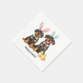 Serviette En Papier Joyeuses Pâques Rottweiler Chiens Oreilles de Lapi (Coin)