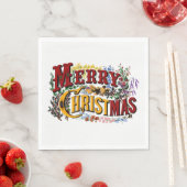 Serviette En Papier Joyeuses plaques en papier de Noël (En situation)