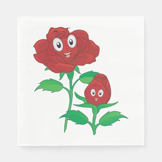 Serviette En Papier Joyeuses roses rouges (Devant)