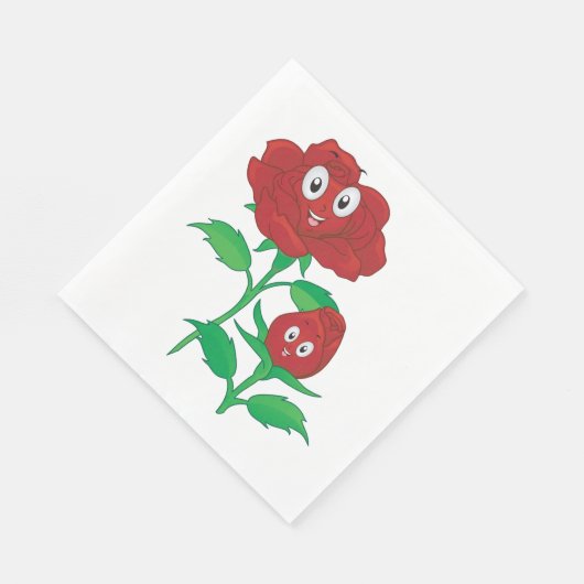 Serviette En Papier Joyeuses roses rouges (Coin)