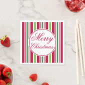 Serviette En Papier Joyeuses serviettes de Noël rayées (En situation)
