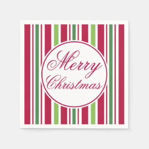 Serviette En Papier Joyeuses serviettes de Noël rayées