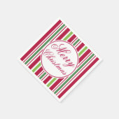 Serviette En Papier Joyeuses serviettes de Noël rayées (Coin)
