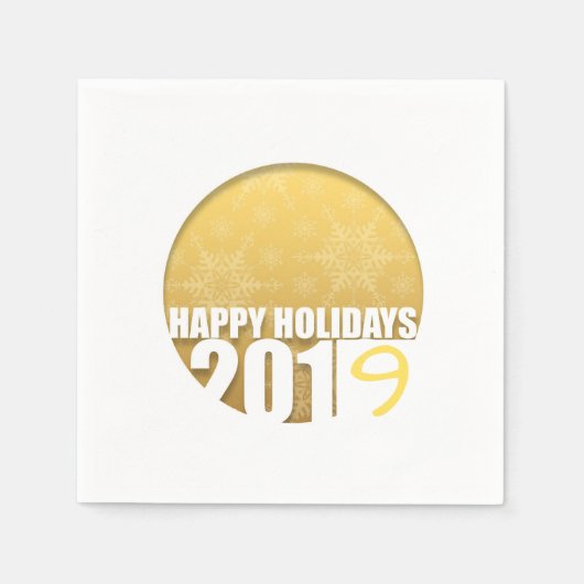 Serviette En Papier Joyeuses vacances 2019 Golden Snowflakes Papier Na (Devant)