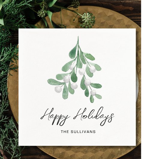 Serviette En Papier Joyeuses vacances Aquarelle Verdure