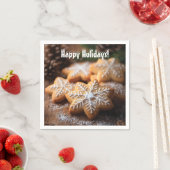 Serviette En Papier Joyeuses vacances avec des cookies en forme de flo (En situation)