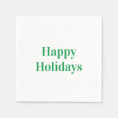 Serviette En Papier Joyeuses vacances blanc vert simple élégance fête (Devant)