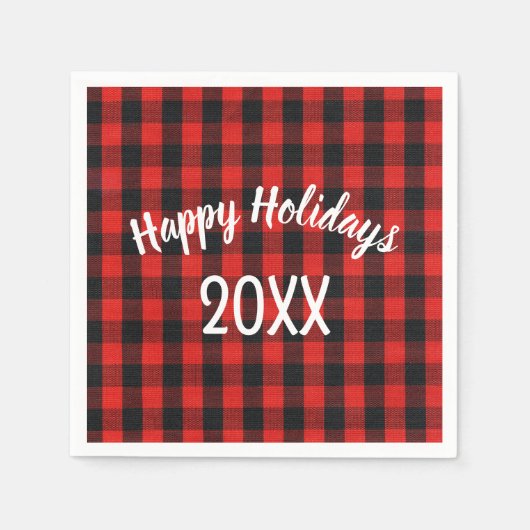 Serviette En Papier Joyeuses vacances Buffalo Plaid (Devant)