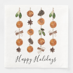 Serviette En Papier Joyeuses Vacances Citrus Garland Vacances Napkin
