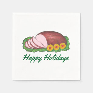 Serviette En Papier Joyeuses vacances glacées de Noël de jambon de Noë