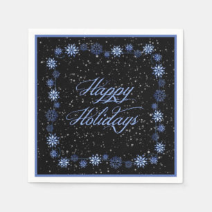 Serviette En Papier Joyeuses Vacances Neige Bleu Naples de Noël