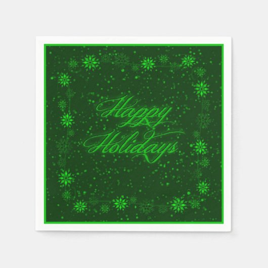 Serviette En Papier Joyeuses Vacances Neige Vert Noël serviettes (Devant)