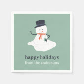 Serviette En Papier Joyeuses vacances Noël Melting Snowman mignonne (Devant)