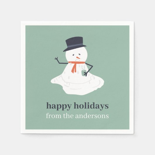 Serviette En Papier Joyeuses vacances Noël Melting Snowman mignonne (Devant)