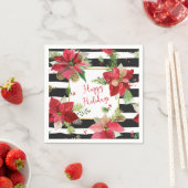 Serviette En Papier Joyeuses vacances Poinsettias sur les serviettes e (En situation)