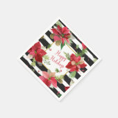 Serviette En Papier Joyeuses vacances Poinsettias sur les serviettes e (Coin)