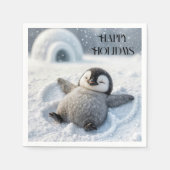Serviette En Papier Joyeuses vacances Poussin Penguin Faire un ange de (Devant)