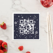 Serviette En Papier Joyeuses Vacances QR Code sur les flocons de neige (En situation)