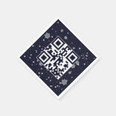 Serviette En Papier Joyeuses Vacances QR Code sur les flocons de neige (Coin)