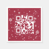 Serviette En Papier Joyeuses Vacances QR Code sur les flocons de neige (Devant)