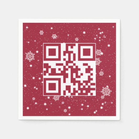 Serviette En Papier Joyeuses Vacances QR Code sur les flocons de neige (Devant)