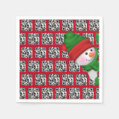 Serviette En Papier Joyeuses Vacances QR Codes avec Snowman (Devant)