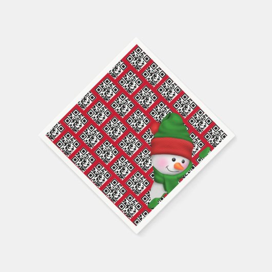 Serviette En Papier Joyeuses Vacances QR Codes avec Snowman (Coin)