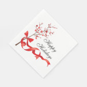 Serviette En Papier Joyeuses vacances Ruban Rouge | Noël (Coin)