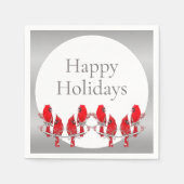 Serviette En Papier Joyeuses vacances Silver Red Cardinal (Devant)
