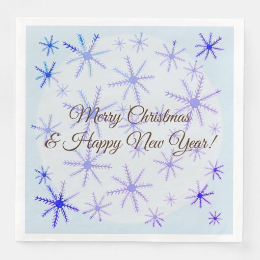 Serviette En Papier Joyeuses vacances, Snowflakes Papier Napkin (Devant)