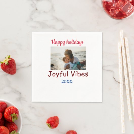 Serviette En Papier Joyeuses vibes joyeuses vacances ajouter photo de  (En situation)