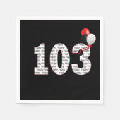 Serviette En Papier Joyeux 103e anniversaire sur les serviettes noires (Devant)