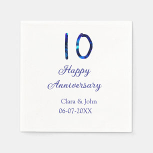 Serviette En Papier Joyeux 10e anniversaire parties scintillant bleue 