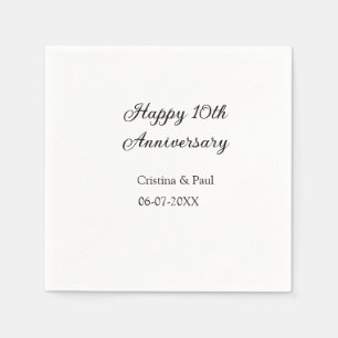 Serviette En Papier Joyeux 10e anniversaire simple nom de mariage mini