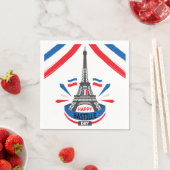 Serviette En Papier Joyeux 14 juillet Tour Eiffel (En situation)