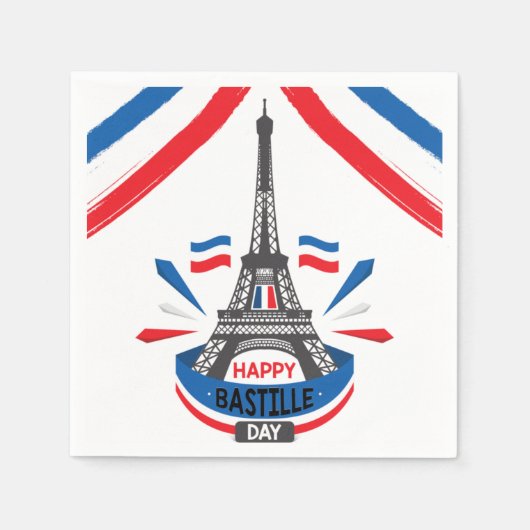 Serviette En Papier Joyeux 14 juillet Tour Eiffel (Devant)