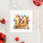 Serviette En Papier Joyeux 14e anniversaire (En situation)