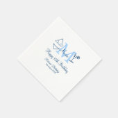 Serviette En Papier Joyeux 15e anniversaire bleu ajouter nom monogramm (Coin)