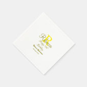 Serviette En Papier Joyeux 15e anniversaire jaune ajouter nom monogram (Coin)
