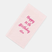 Serviette En Papier Joyeux 16e anniversaire rose blanc Nom personnalis (Coin)
