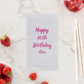 Serviette En Papier Joyeux 16e anniversaire rose blanc Nom personnalis (En situation)