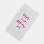 Serviette En Papier Joyeux 16e anniversaire rose blanc Nom personnalis (Coin)
