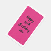 Serviette En Papier Joyeux 16e anniversaire rose noir Nom personnalisé (Coin)