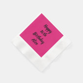Serviette En Papier Joyeux 16e anniversaire rose noir Nom personnalisé (Coin)