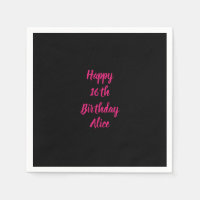 Joyeux 16e anniversaire rose noir personnalisé Nom