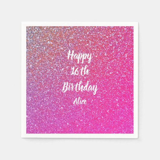 Serviette En Papier Joyeux 16e anniversaire Rose Rose Gold Parties sci (Devant)