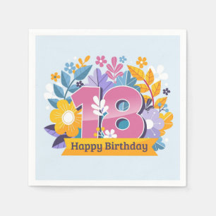 Serviette En Papier Joyeux 18ème anniversaire