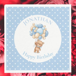 Serviette En Papier Joyeux 1er anniversaire, Teddy